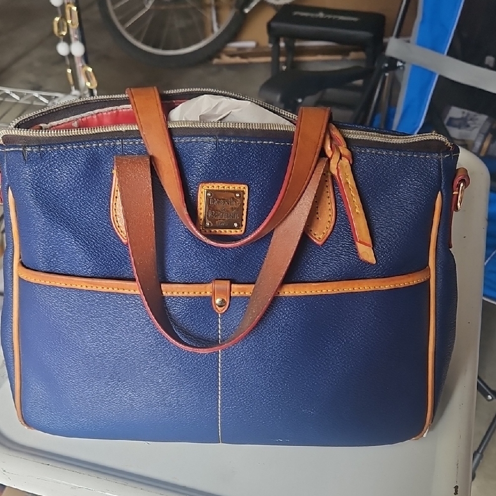 Dooney & Bourke Blue and Tan Classic Tote